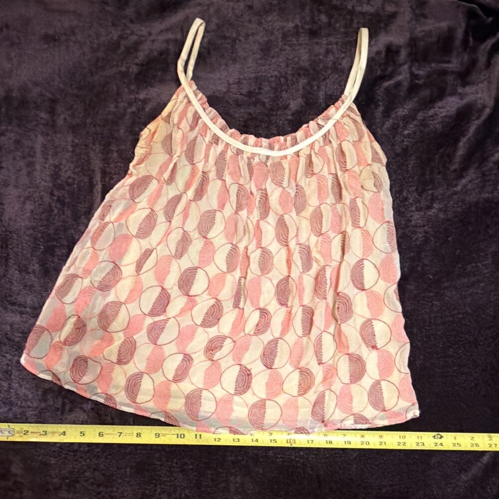 Rebecca Beeson Pink Circle Print Flowy Spaghetti Strap Tank Top